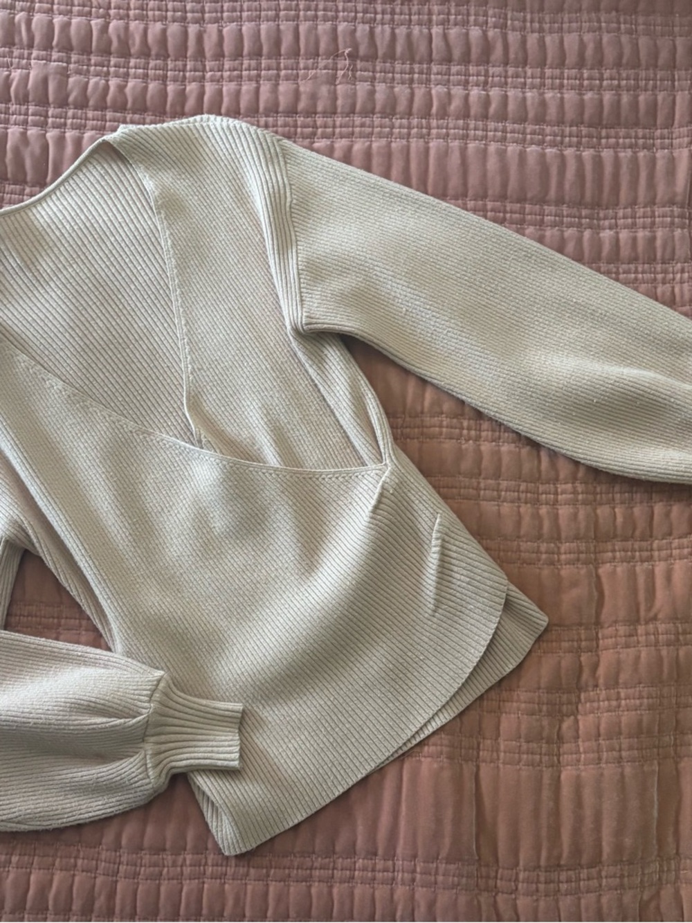 Women's Latte Ribbed Long-Sleeve Sweater